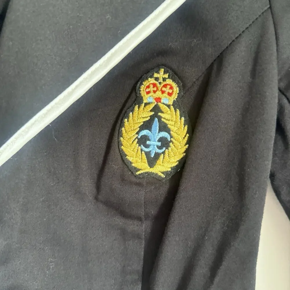 Rampage Y2K Crest Blazer Black White Piping Preppy Academia Fitted Jacket Small - Picture 2 of 6